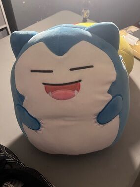Blue and White Cute Plush Snorlax-Style Character